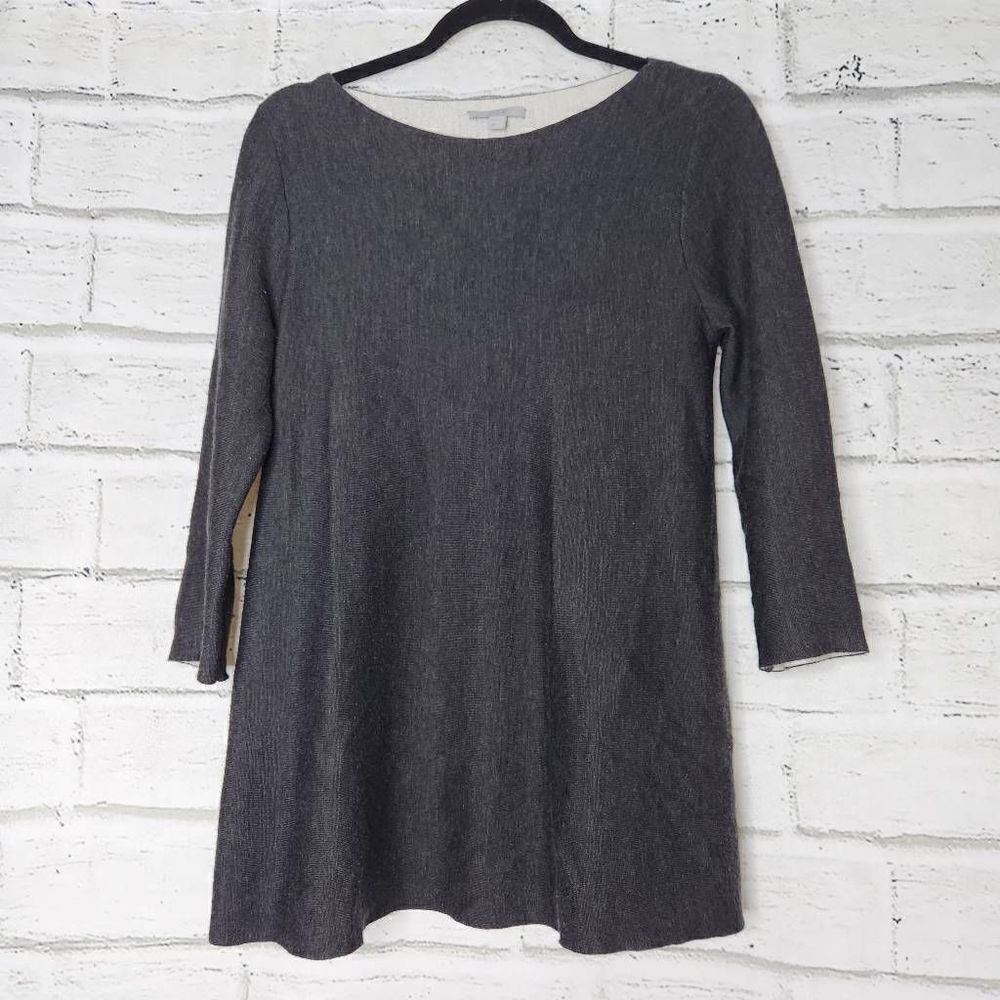 COS Women's Black Wool Blend Knit Sweater Tunic 3/4 Sleeve Size Small Thick